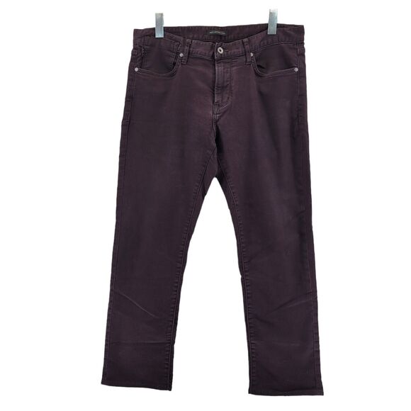 John Varvatos Bowery Slim Straight Jeans Pants Size 34 Mens Dark Purple Cropped